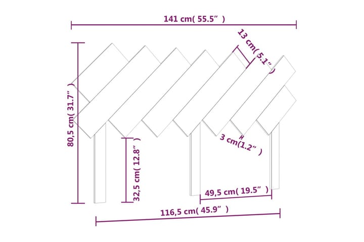 Sängynpääty musta 141x3x80,5 cm täysi mänty - Musta - Huonekalut - Sänky - Sängyn lisävarusteet & sängynpäädyt - Sängynpääty