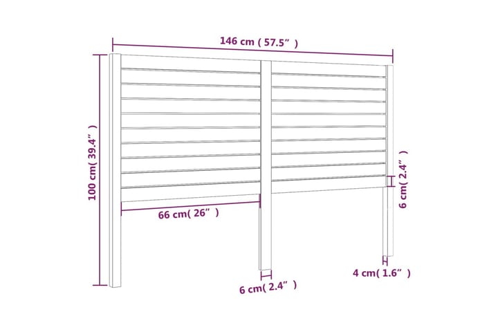 Sängynpääty musta 146x4x100 cm täysi mänty - Musta - Huonekalut - Sänky - Sängyn lisävarusteet & sängynpäädyt - Sängynpääty