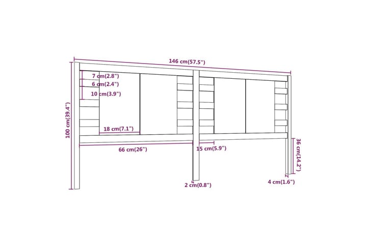 Sängynpääty musta 146x4x100 cm täysi mänty - Musta - Huonekalut - Sänky - Sängyn lisävarusteet & sängynpäädyt - Sängynpääty