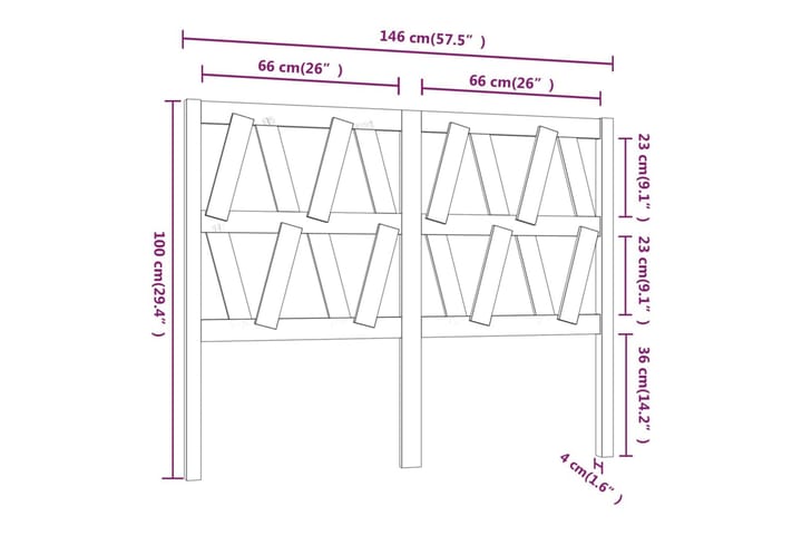 Sängynpääty musta 146x4x100 cm täysi mänty - Musta - Huonekalut - Sänky - Sängyn lisävarusteet & sängynpäädyt - Sängynpääty