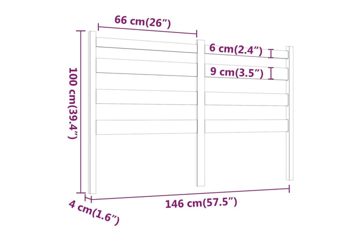 Sängynpääty musta 146x4x100 cm täysi mänty - Musta - Huonekalut - Sänky - Sängyn lisävarusteet & sängynpäädyt - Sängynpääty