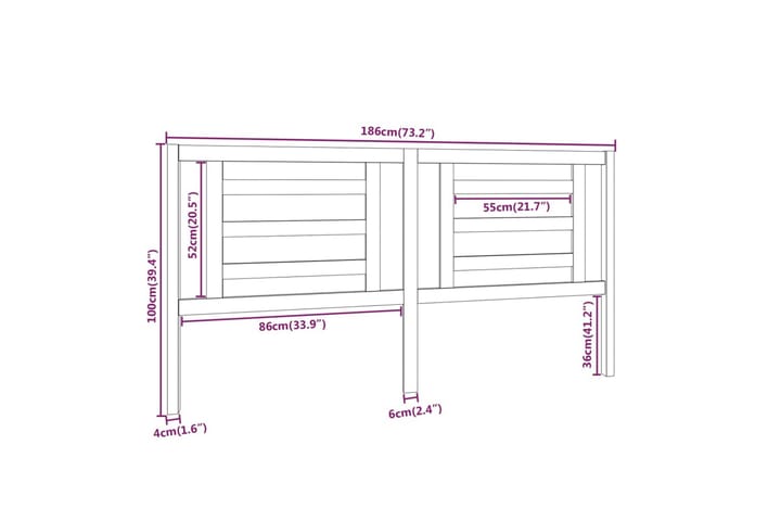 Sängynpääty musta 186x4x100 cm täysi mänty - Musta - Huonekalut - Sänky - Sängyn lisävarusteet & sängynpäädyt - Sängynpääty