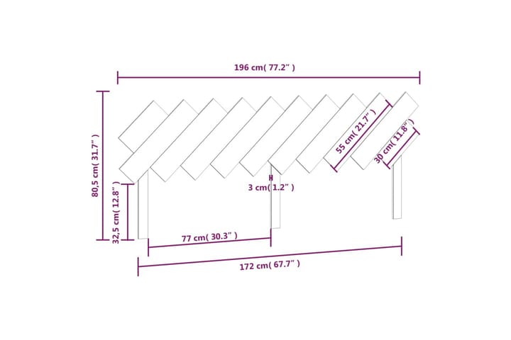 Sängynpääty musta 196x3x80,5 cm täysi mänty - Musta - Huonekalut - Sänky - Sängyn lisävarusteet & sängynpäädyt - Sängynpääty