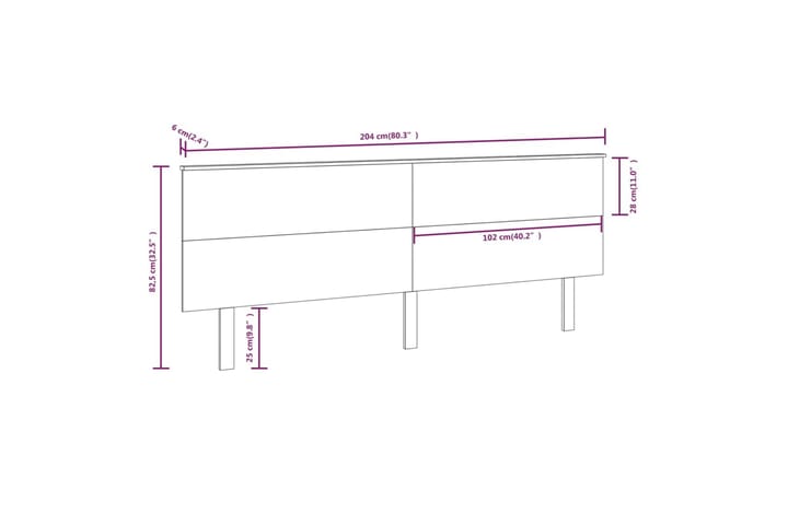 Sängynpääty musta 204x6x82,5 cm täysi mänty - Musta - Huonekalut - Sänky - Sängyn lisävarusteet & sängynpäädyt - Sängynpääty