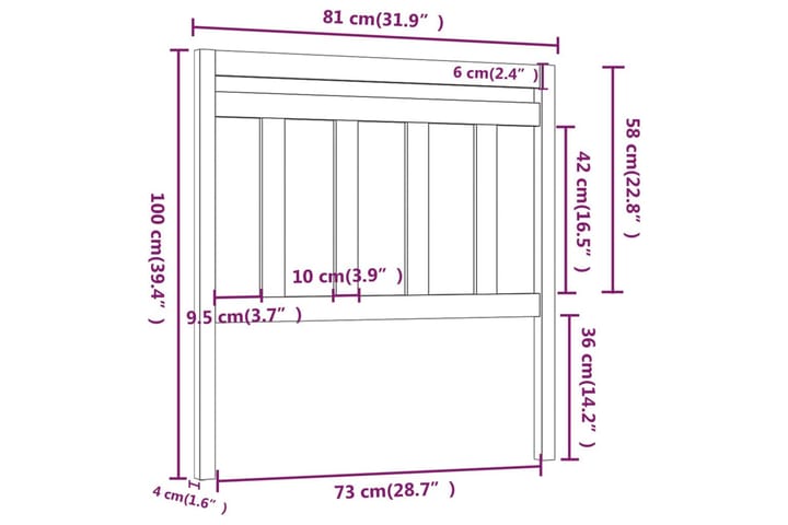 Sängynpääty musta 81x4x100 cm täysi mänty - Musta - Huonekalut - Sänky - Sängyn lisävarusteet & sängynpäädyt - Sängynpääty