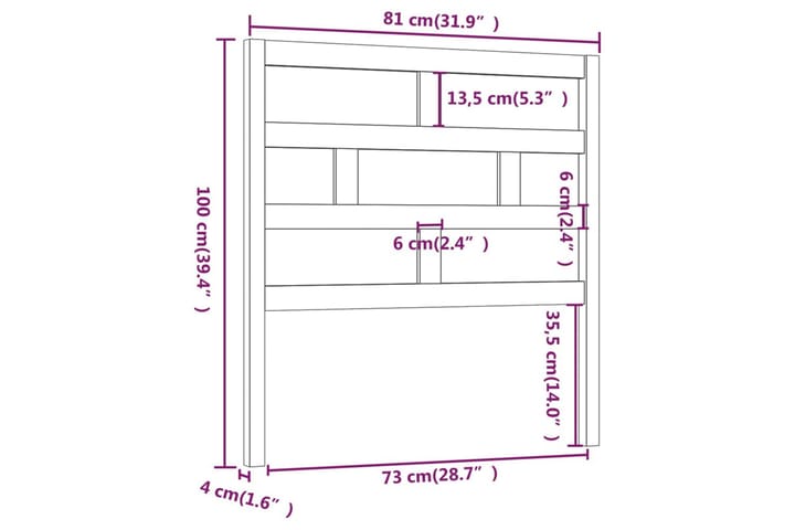 Sängynpääty musta 81x4x100 cm täysi mänty - Musta - Huonekalut - Sänky - Sängyn lisävarusteet & sängynpäädyt - Sängynpääty