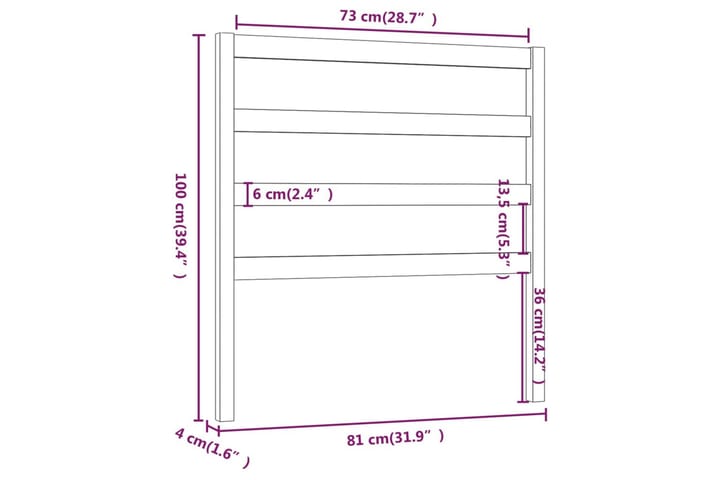 Sängynpääty musta 81x4x100 cm täysi mänty - Musta - Huonekalut - Sänky - Sängyn lisävarusteet & sängynpäädyt - Sängynpääty