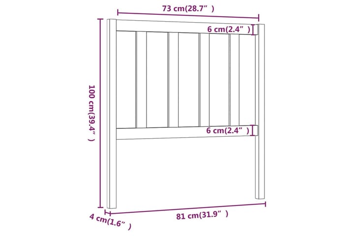 Sängynpääty musta 81x4x100 cm täysi mänty - Musta - Huonekalut - Sänky - Sängyn lisävarusteet & sängynpäädyt - Sängynpääty