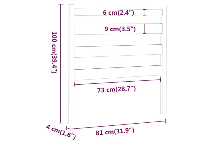 Sängynpääty musta 81x4x100 cm täysi mänty - Musta - Huonekalut - Sänky - Sängyn lisävarusteet & sängynpäädyt - Sängynpääty