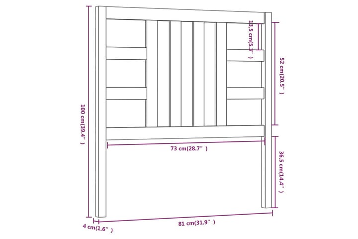 Sängynpääty musta 81x4x100 cm täysi mänty - Musta - Huonekalut - Sänky - Sängyn lisävarusteet & sängynpäädyt - Sängynpääty