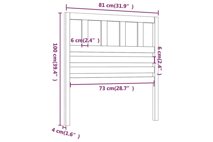 Sängynpääty musta 81x4x100 cm täysi mänty - Musta - Huonekalut - Sänky - Sängyn lisävarusteet & sängynpäädyt - Sängynpääty