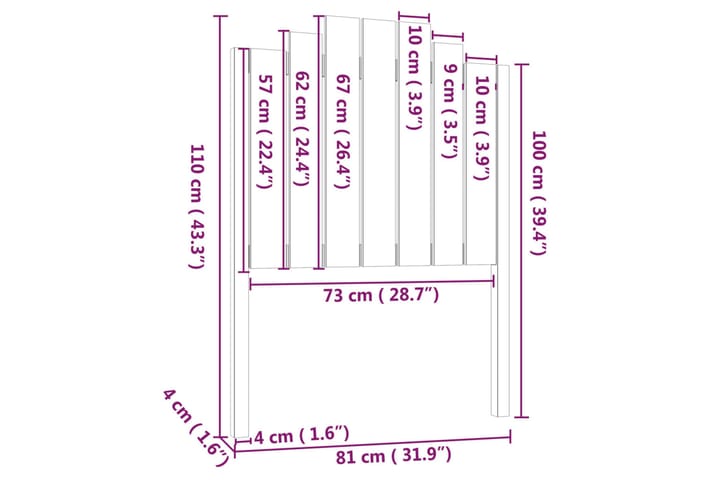 Sängynpääty musta 81x4x110 cm täysi mänty - Musta - Huonekalut - Sänky - Sängyn lisävarusteet & sängynpäädyt - Sängynpääty