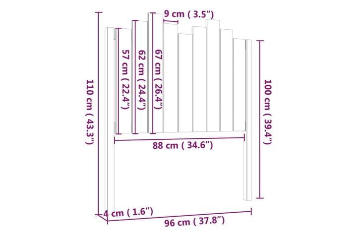 Sängynpääty musta 96x4x110 cm täysi mänty - Musta - Huonekalut - Sänky - Sängyn lisävarusteet & sängynpäädyt - Sängynpääty