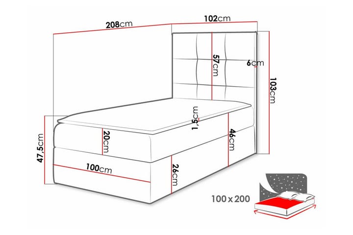 Sängynrunko Boisdale 100x200 cm - Tummanpunainen - Sänkykehikot & sängynrungot