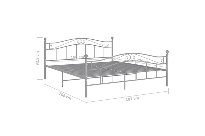 Sängynrunko harmaa metalli 180x200 cm - Harmaa - Huonekalut - Sänky - Sänkykehikot & sängynrungot