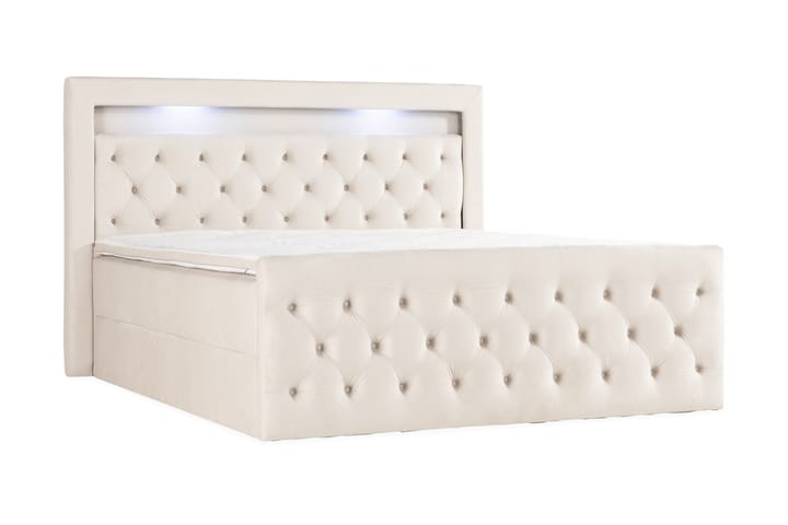 Altaneira Täydellinen Sänkypaketti nostosäilytyksellä LED-valaistus 160x200 - Beige - Huonekalut - Sänky - Sängyt säilytystilalla