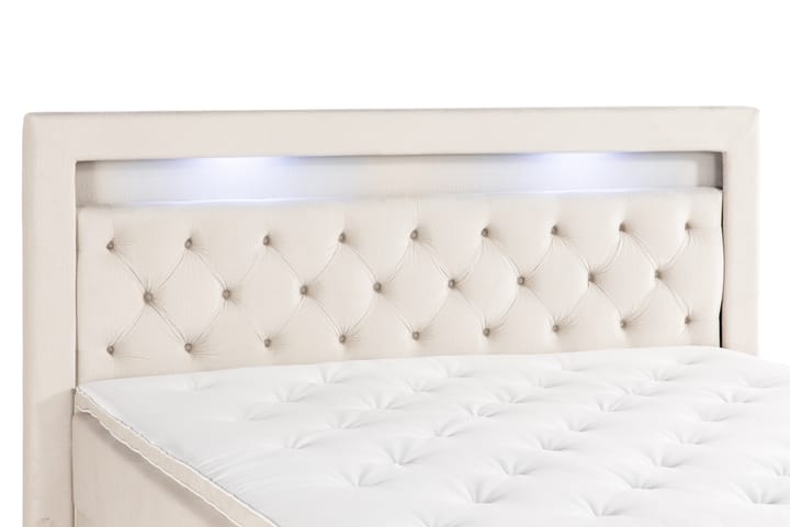 Altaneira Täydellinen Sänkypaketti nostosäilytyksellä LED-valaistus 160x200 - Beige - Huonekalut - Sänky - Sängyt säilytystilalla