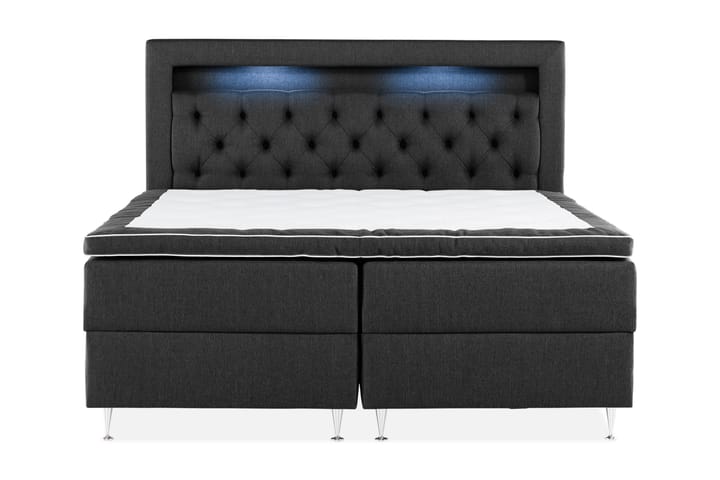 Säilytyssänky Monopoli LED-valaistuksella 160x200 cm - Musta - Parisänky säilytystilalla - Yhden hengen sängyt - Yhden hengen sänky säilytystilalla - Parisänky - Sängyt säilytystilalla
