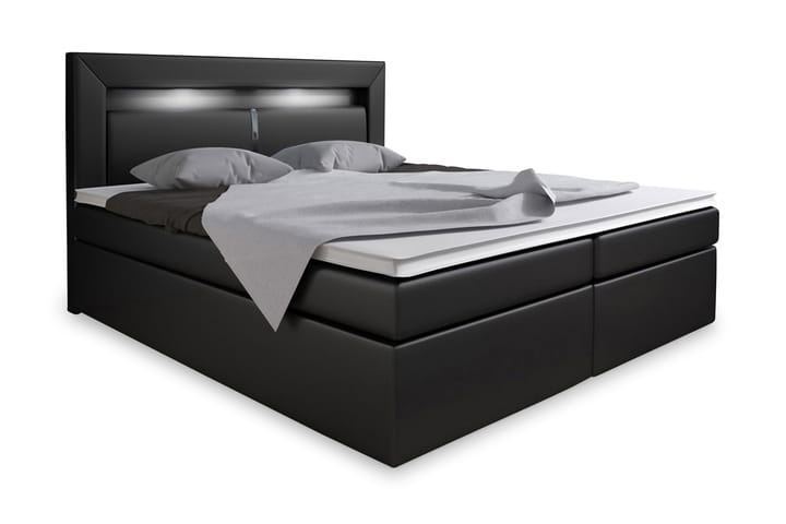 Sänkypaketti Pisa 160x200 säilytyksellä Sängynpääty - Musta - Sänkypaketti - Sängyt säilytystilalla