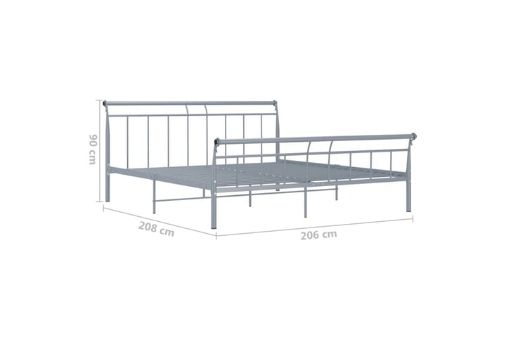 Sängynrunko 200x200 cm Metalli - Harmaa - Huonekalut - Sänky - Sänkykehikot & sängynrungot