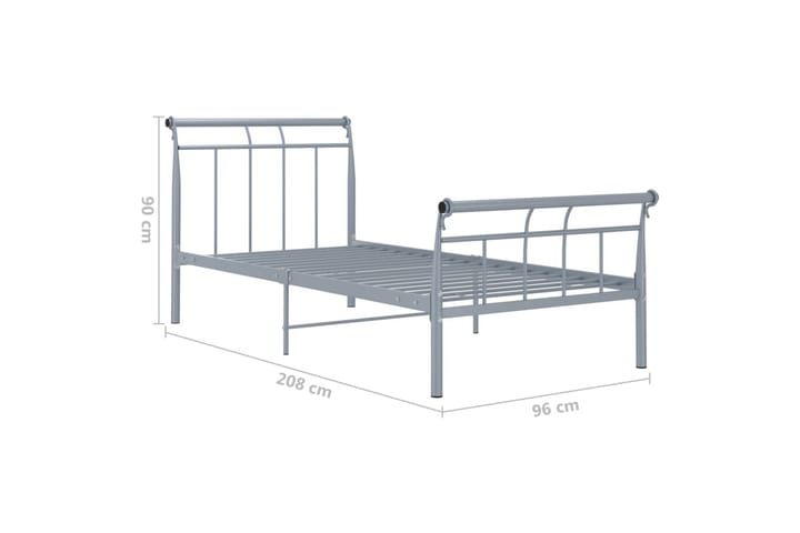 Sängynrunko 90x200 cm Metalli - Harmaa - Huonekalut - Sänky - Sänkykehikot & sängynrungot