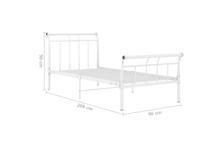 Sängynrunko 90x200 cm Metalli - Valkoinen - Huonekalut - Sänky - Sänkykehikot & sängynrungot