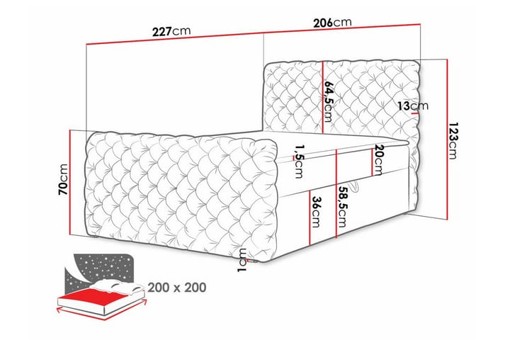 Sängynrunko Almancil 200x200 cm - Musta - Huonekalut - Sänky - Sänkykehikot & sängynrungot