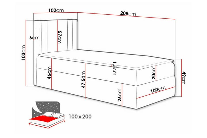 Sängynrunko Betvallen 100x200 cm - Keltainen - Huonekalut - Sänky - Sänkykehikot & sängynrungot