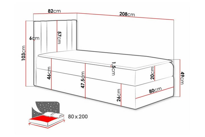 Sängynrunko Betvallen 80x200 cm - Harmaa - Huonekalut - Sänky - Sänkykehikot & sängynrungot