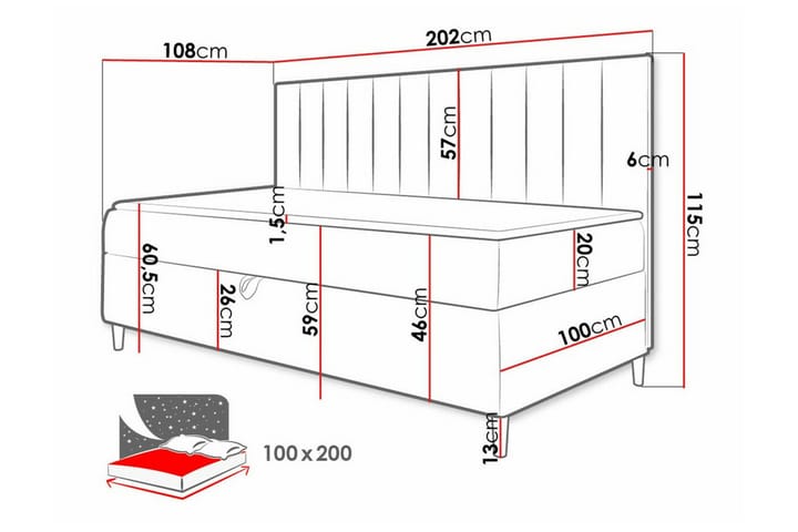 Sängynrunko Boisdale 100x200 cm - Grön/Vit - Huonekalut - Sänky - Sänkykehikot & sängynrungot