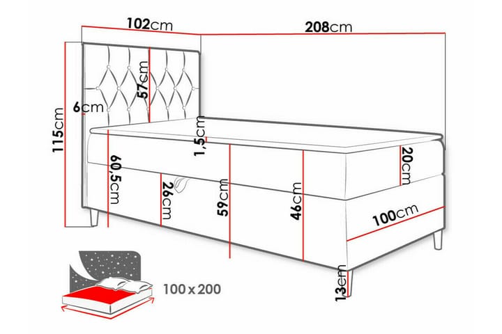 Sängynrunko Boisdale 100x200 cm - Grön/Vit - Huonekalut - Sänky - Sänkykehikot & sängynrungot