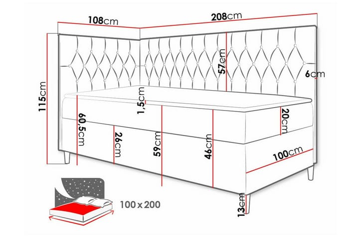 Sängynrunko Boisdale 100x200 cm - Grön/Vit - Huonekalut - Sänky - Sänkykehikot & sängynrungot