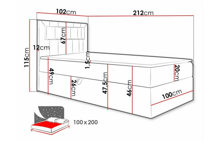 Sängynrunko Boisdale 100x200 cm - Grön/Vit - Huonekalut - Sänky - Sänkykehikot & sängynrungot