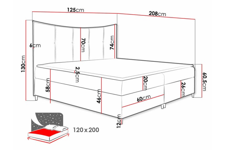 Sängynrunko Boisdale 120x200 cm - Tummanpunainen - Huonekalut - Sänky - Sänkykehikot & sängynrungot