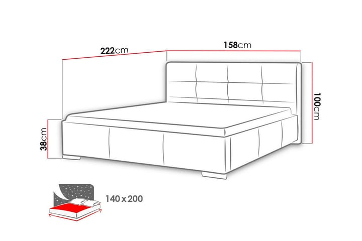 Sängynrunko Boisdale 140x200 cm - Punainen - Huonekalut - Sänky - Sänkykehikot & sängynrungot