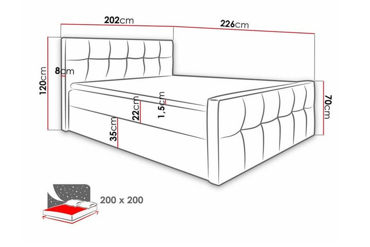 Sängynrunko Boisdale 200x200 cm - Beige - Huonekalut - Sänky - Sänkykehikot & sängynrungot