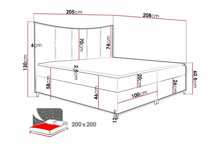 Sängynrunko Boisdale 200x200 cm - Keltainen - Huonekalut - Sänky - Sänkykehikot & sängynrungot