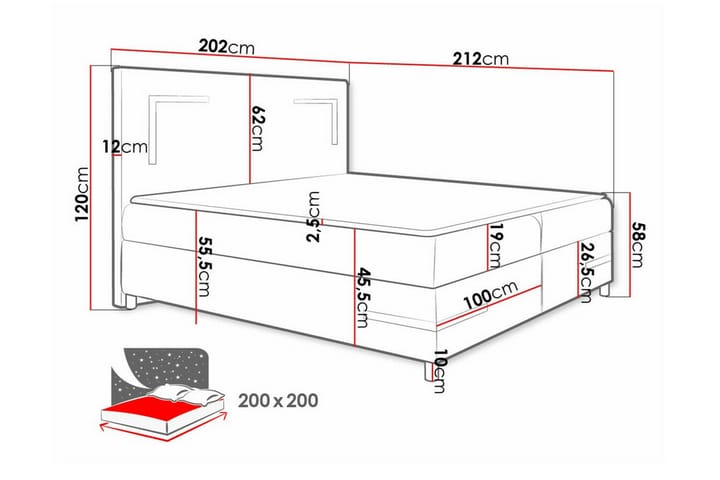 Sängynrunko Boisdale 200x200 cm - Keltainen - Huonekalut - Sänky - Sänkykehikot & sängynrungot