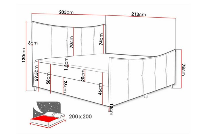 Sängynrunko Boisdale 200x200 cm - Ruskea - Huonekalut - Sänky - Sänkykehikot & sängynrungot