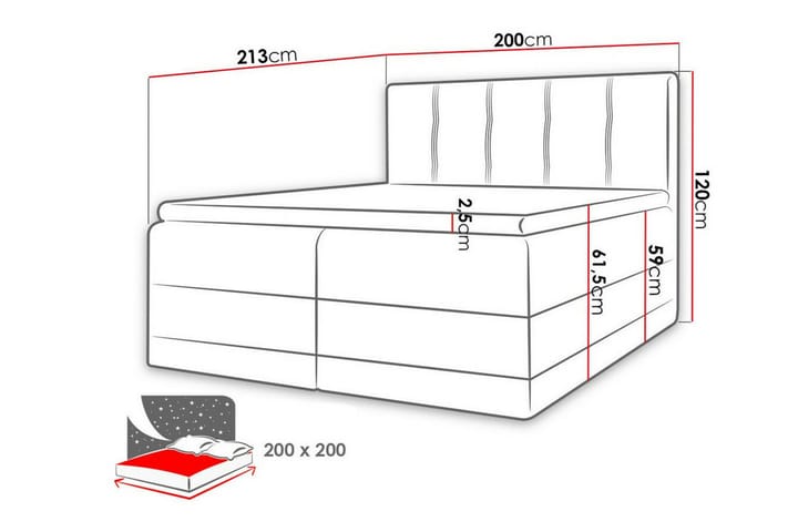 Sängynrunko Boisdale 200x200 cm - Vaaleanruskea/Musta - Huonekalut - Sänky - Sänkykehikot & sängynrungot