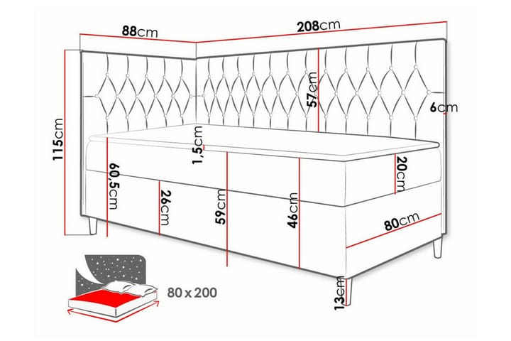 Sängynrunko Boisdale 80x200 cm - Grön/Vit - Huonekalut - Sänky - Sänkykehikot & sängynrungot