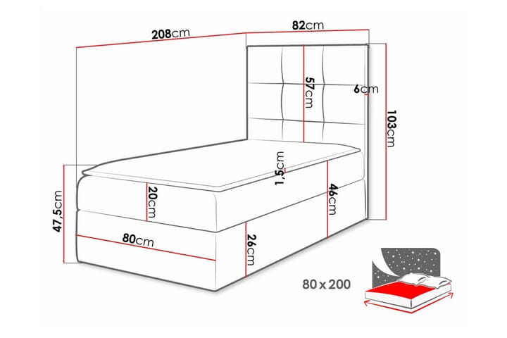 Sängynrunko Boisdale 80x200 cm - Punainen - Huonekalut - Sänky - Sänkykehikot & sängynrungot