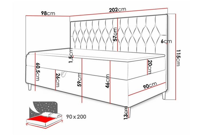 Sängynrunko Boisdale 90x200 cm - Grön/Vit - Huonekalut - Sänky - Sänkykehikot & sängynrungot