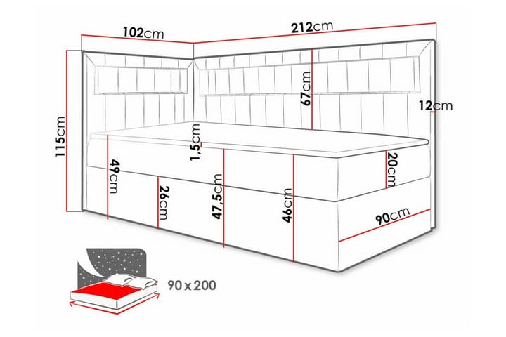 Sängynrunko Boisdale 90x200 cm - Grön/Vit - Huonekalut - Sänky - Sänkykehikot & sängynrungot