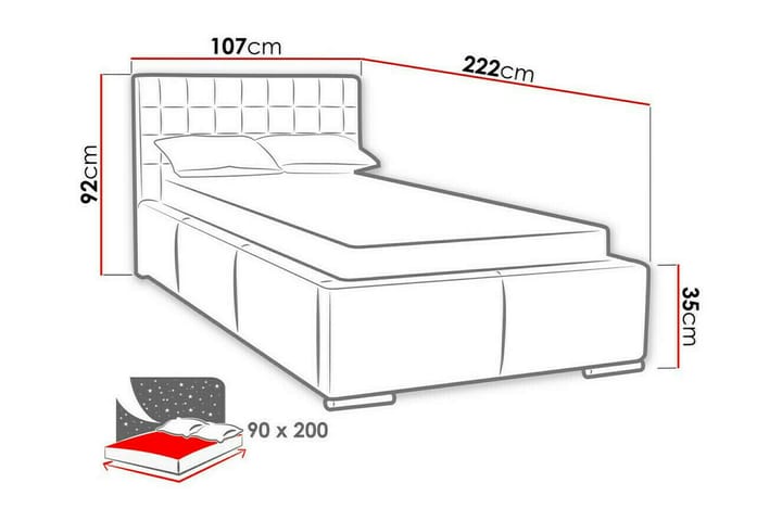 Sängynrunko Boisdale 90x200 cm - Musta - Huonekalut - Sänky - Sänkykehikot & sängynrungot