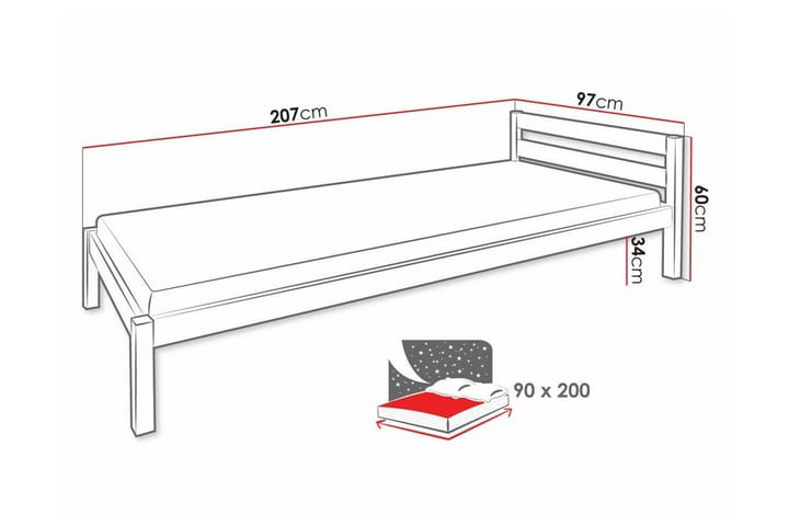 Sängynrunko Carnew 90x200 cm - Vaaleanruskea - Huonekalut - Sänky - Sänkykehikot & sängynrungot