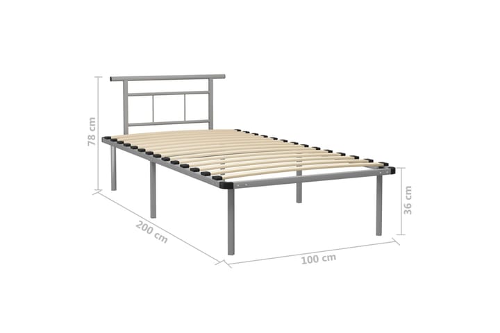 Sängynrunko harmaa metalli 100x200 cm - Huonekalut - Sänky - Sänkykehikot & sängynrungot