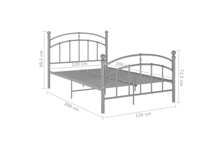 Sängynrunko harmaa metalli 120x200 cm - Huonekalut - Sänky - Sänkykehikot & sängynrungot