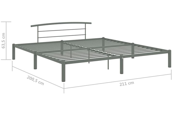 Sängynrunko harmaa metalli 200x200 cm - Harmaa - Huonekalut - Sänky - Sänkykehikot & sängynrungot