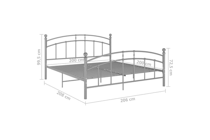 Sängynrunko harmaa metalli 200x200 cm - Huonekalut - Sänky - Sänkykehikot & sängynrungot